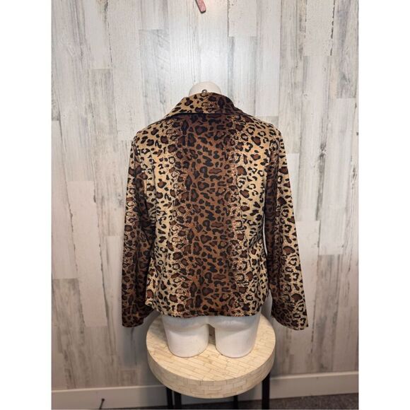 Woman's TanJay cheetah Faux Suede Jacket W/Pockets Lining size 10 - Picture 7 of 10